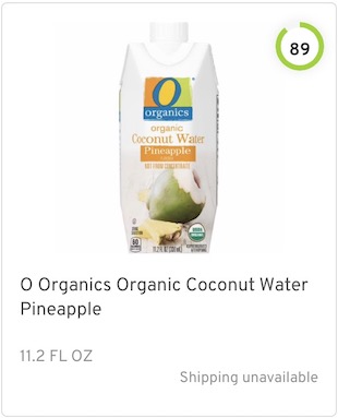 O Organics Organic Coconut Water Pineapple Nutrition and Ingredients
