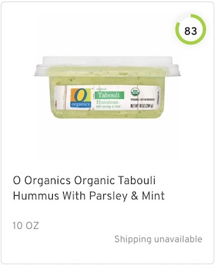 O Organics Organic Tabouli Hummus With Parsley & Mint Nutrition and Ingredients