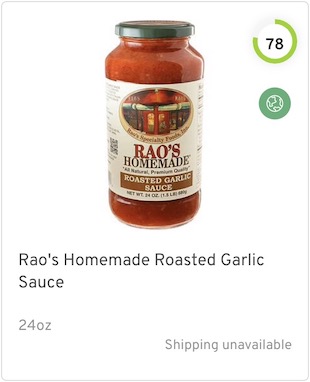 Rao's Homemade Roasted Garlic Sauce Nutrition and Ingredients