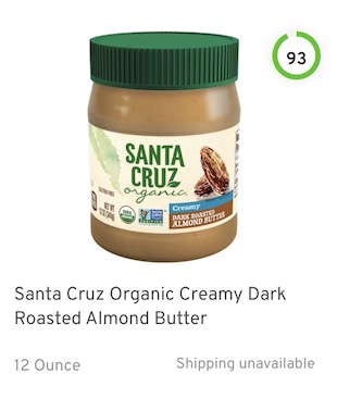 Santa Cruz Organic Creamy Dark Roasted Almond Butter Nutrition and Ingredients