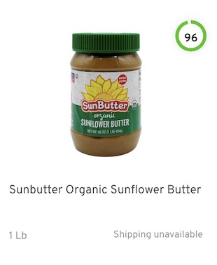 Sunbutter Organic Sunflower Butter Nutrition and Ingredients