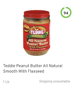 Teddie Peanut Butter All Natural Smooth With Flaxseed Nutrition and Ingredients