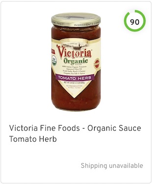Victoria Fine Foods - Organic Sauce Tomato Herb Nutrition and Ingredients