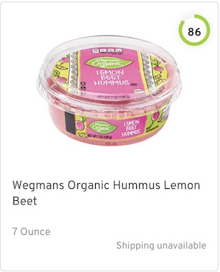 Wegmans Organic Hummus Lemon Beet Nutrition and Ingredients