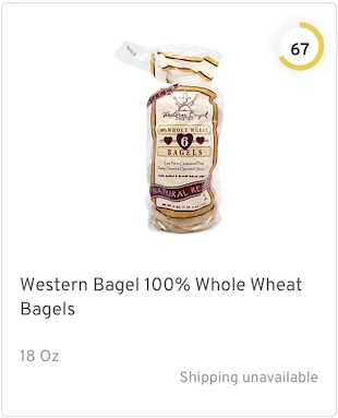 Western Bagel 100% Whole Wheat Bagels Nutrition and Ingredients