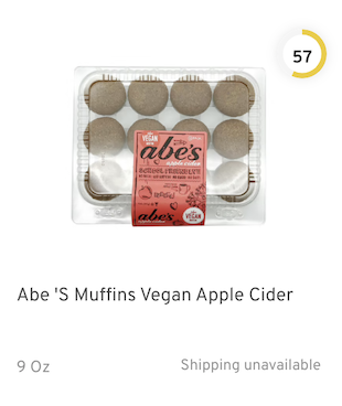 Abe's Muffins Vegan Apple Cider Nutrition and Ingredients