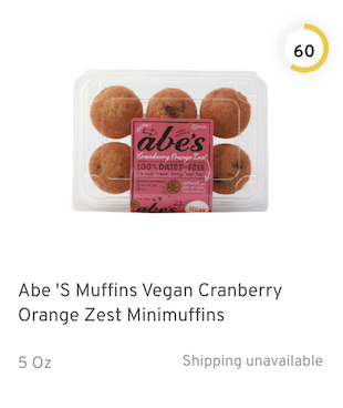 Abe's Muffins Vegan Cranberry Orange Zest Nutrition and Ingredients