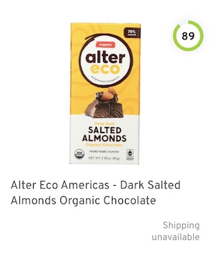 Alter Eco Dark Salted Almonds Organic Chocolate Nutrition and Ingredients