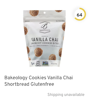 Bakeology Cookies Vanilla Chai Shortbread Gluten Free Nutrition and Ingredients