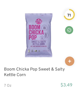 Boom Chicka Pop Sweet & Salty Kettle Corn Nutrition and Ingredients