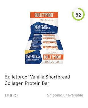 Bulletproof Vanilla Shortbread Collagen Protein Bar Nutrition and Ingredients