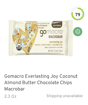 Gomacro Everlasting Joy Coconut Almond Butter Chocolate Chips Macrobar Nutrition and Ingredients