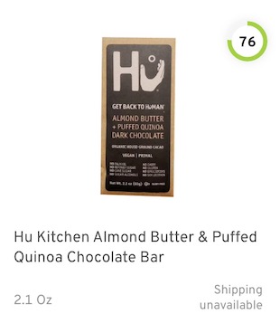Hu Kitchen Almond Butter & Puffed Quinoa Chocolate Bar Nutrition and Ingredients