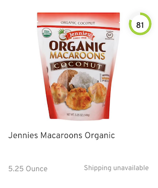 Jennies Macaroons Organic Nutrition and Ingredients
