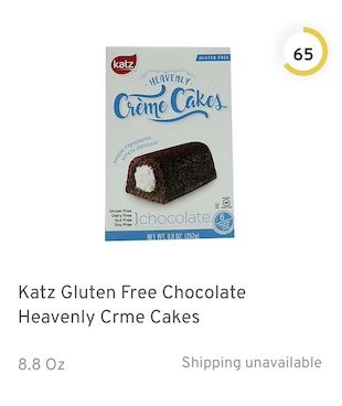 Katz Gluten Free Chocolate Heavenly Creme Cakes Nutrition and Ingredients
