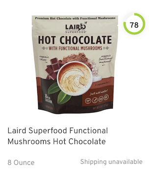 Laird Superfood Functional Mushrooms Hot Chocolate Nutrition and Ingredients