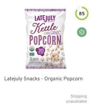 Latejuly Snacks Organic Popcorn Nutrition and Ingredients