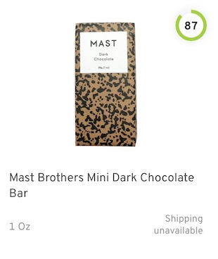 Mast Brothers Mini Dark Chocolate Bar Nutrition and Ingredients