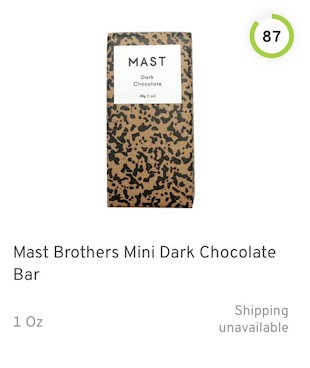 Mast Brothers Mini Dark Chocolate Bar Nutrition and Ingredients