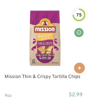 Mission Thin & Crispy Tortilla Chips Nutrition and Ingredients