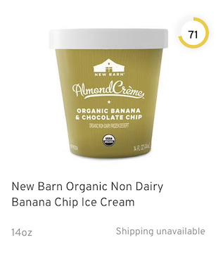 New Barn Organic Non Dairy Banana Chip Ice Cream Nutrition and Ingredients