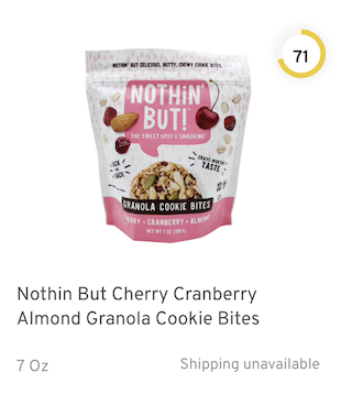 Nothin But Cherry Cranberry Almond Granola Cookie Bites Nutrition and Ingredients
