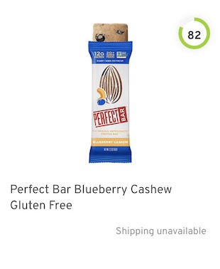 Perfect Bar Blueberry Cashew Gluten Free Nutrition and Ingredients