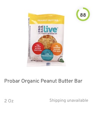 Probar Organic Peanut Butter Bar Nutrition and Ingredients
