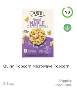 Quinn Maple Popcorn Microwave Popcorn Nutrition and Ingredients