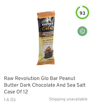Raw Revolution Glo Bar Peanut Butter Dark Chocolate And Sea Salt Nutrition and Ingredients