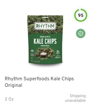 Rhythm Superfoods Kale Chips Original Nutrition and Ingredients