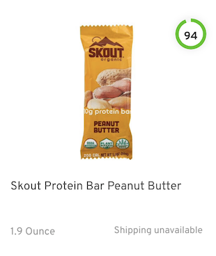 Skout Protein Bar Peanut Butter Nutrition and Ingredients