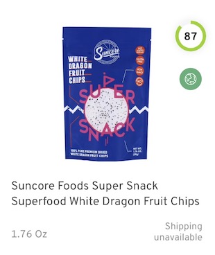 Suncore Foods Super Snack Superfood White Dragon Fruit Chips Nutrition and Ingredients