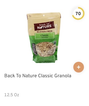 Back To Nature Classic Granola Nutrition and Ingredients