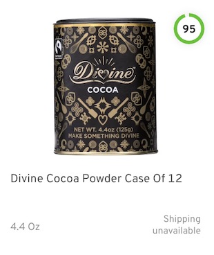 Divine Cocoa Powder Nutrition and Ingredients