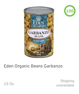 Eden Organic Beans Garbanzo Nutrition and Ingredients