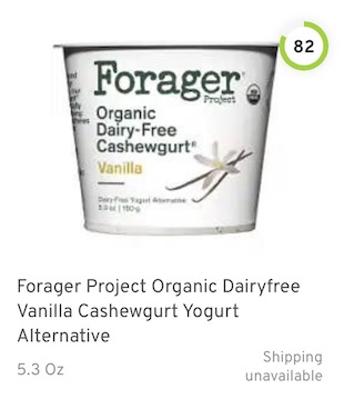Forager Project Organic Dairyfree Vanilla Cashewgurt Yogurt Alternative Nutrition and Ingredients