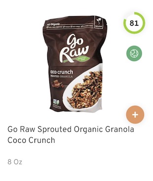 Go Raw Sprouted Organic Granola Coco Crunch Nutrition and Ingredients