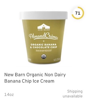 New Barn Organic Non Dairy Banana Chip Ice Cream Nutrition and Ingredients