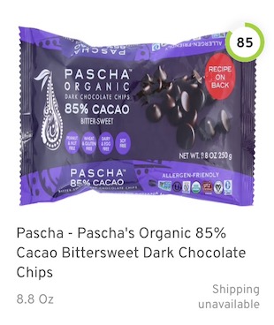 Pascha - Pascha's Organic 85% Cacao Bittersweet Dark Chocolate Chips Nutrition and Ingredients