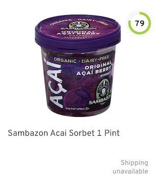 Sambazon Acai Sorbet 1 Pint Nutrition and Ingredients