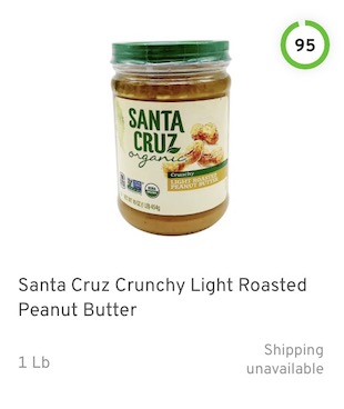 Santa Cruz Crunchy Light Roasted Peanut Butter Nutrition and Ingredients
