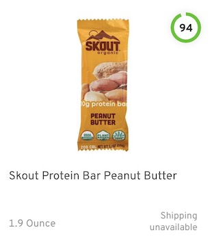 Skout Protein Bar Peanut Butter Nutrition and Ingredients