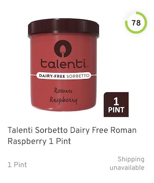 Talenti Sorbetto Dairy Free Roman Raspberry 1 Pint Nutrition and Ingredients