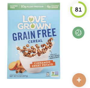 Love Grown Grain Free Cereal Cinnamon Sweet Potato Nutrition and Ingredients